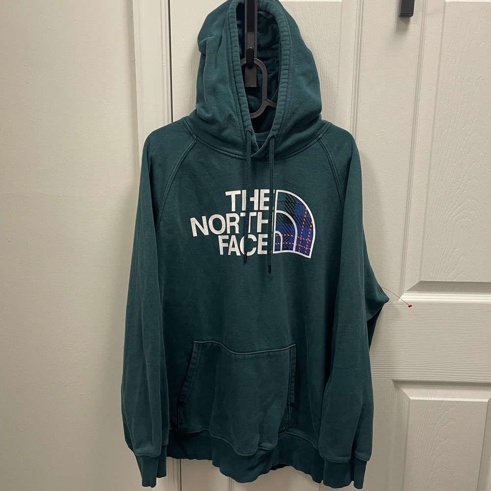 The North Face Teal Pullover Hoodie with Graphic Logo
